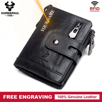 

Rfid Genuine Cow Leather Wallet Coin Purse Small Mini walet for Men Card Holder Chain PORTFOLIO Portomonee Male Pocket vallet