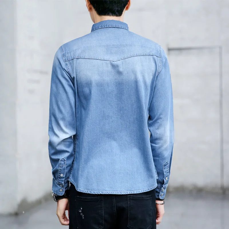 

2019 Autumn New Style Long Sleeve Denim Shirts Coat Men Slim Fit Casual Shirt Tops