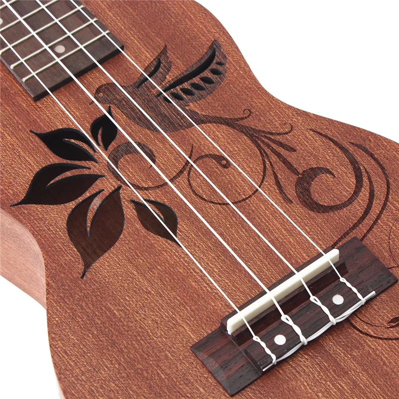 21 Inch Soprano Ukulele Uke Sapele 15 Frets Musical Instrument Flower
