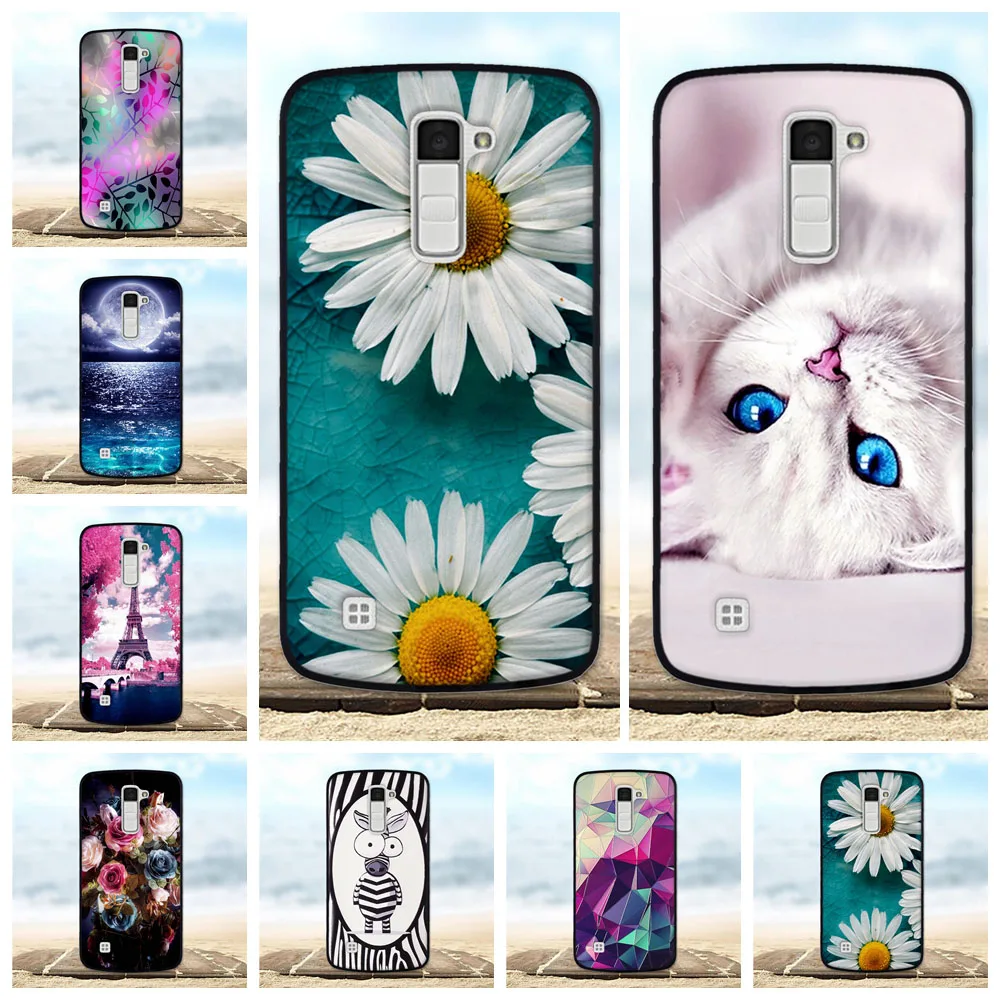 Чехол для LG K10 роскошный Силиконовый ТПУ черный чехол 2016 3D милый с котом сумок K420N