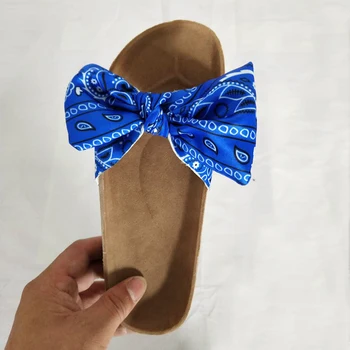 

Print Women Bowknot Slippers 2020 Summer Casual Beach Slip On Platform Ladies Sandals Dress Party Peep Toe Female Sandals