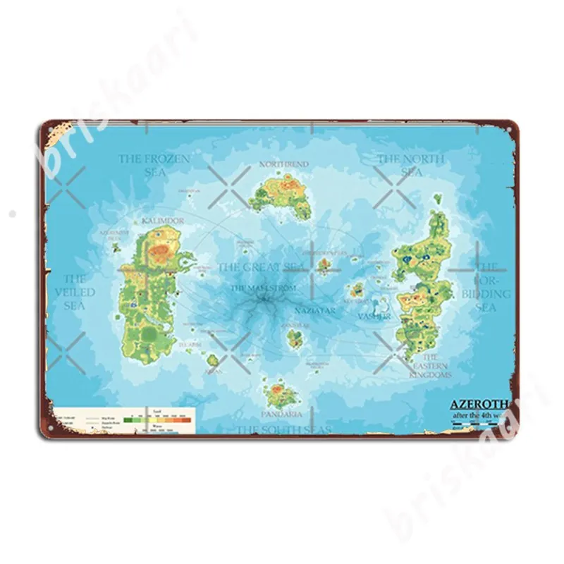 

Detailed Azeroth Map Metal Signs Wall Decor pub Garage Printing Cinema Garage Tin sign Posters