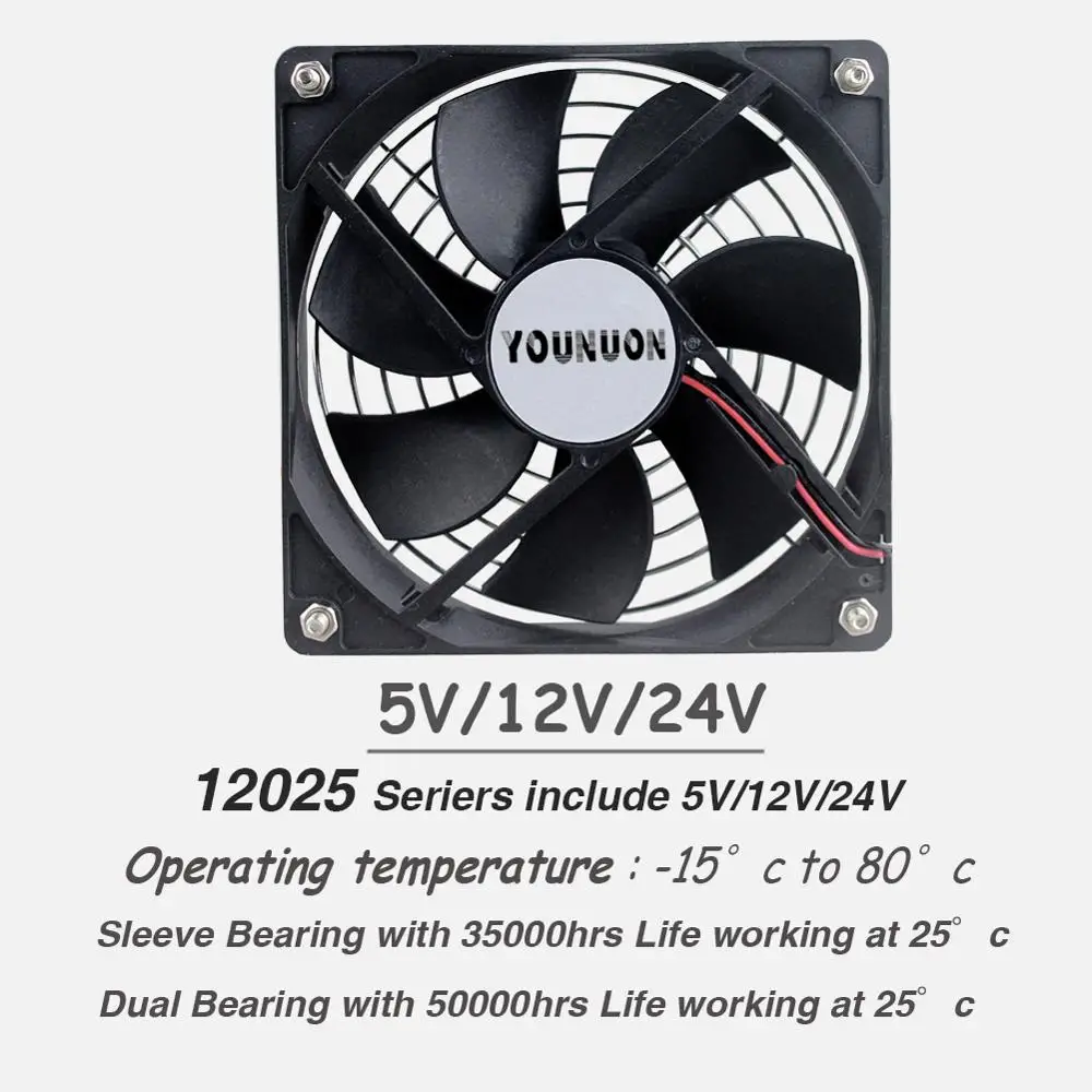 Jovem Ventilador Esférico 5v 12v 24v 120 mm 120x120x25 mm Cooler sem Escova para pc e Notebook - Imagem 3