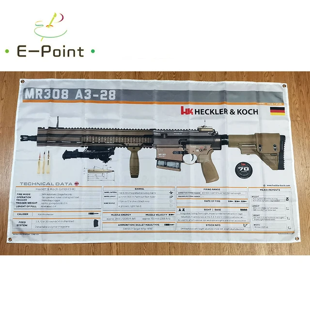 Heckler & koch hk mr308 A3-28ガンフラッグ3ft * 5ft (90*150cm) 家庭 ...