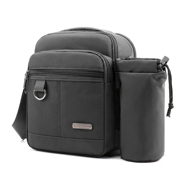 small messenger bag with water bottle holder