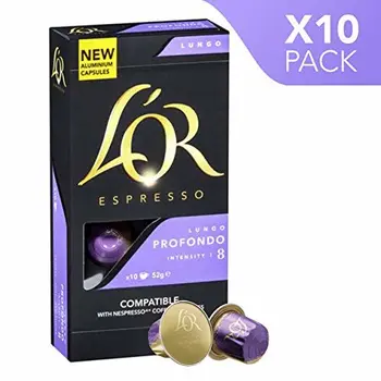 

L'OR Café Espresso Lungo Profondo Intensité 8 - Capsules de café en aluminium compatibles avec Nespresso® * - 10 paquets de 10