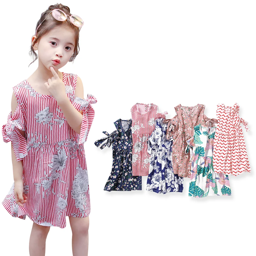 SheeCute/Детские платья детское хлопковое платье без рукавов с цветочным принтом для девочек весенне-летние платья для маленьких девочек, PDD001