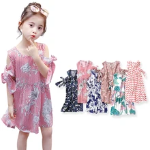 SheeCute/Детские платья детское хлопковое платье без рукавов с цветочным принтом для девочек весенне-летние платья для маленьких девочек, PDD001
