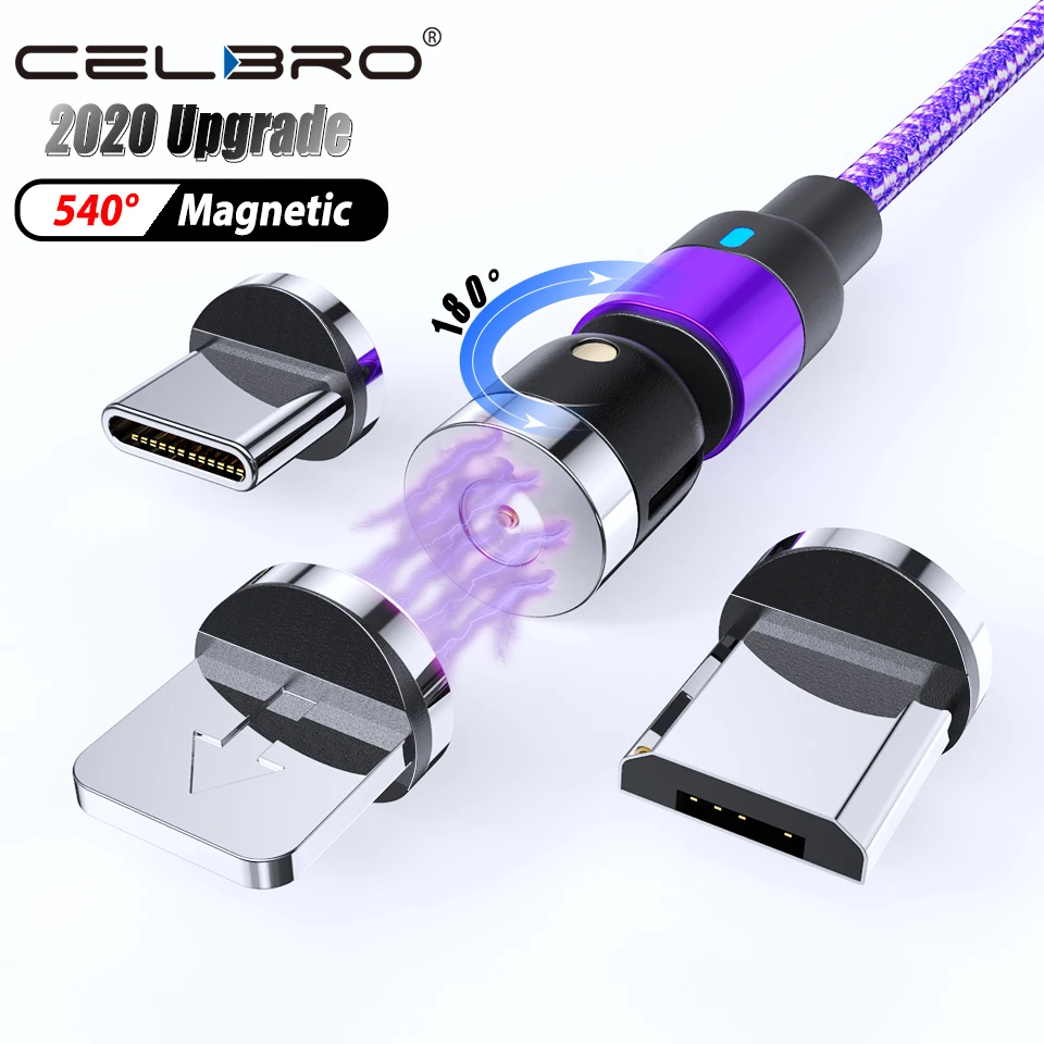 Магнитный кабель USB C 1 м 2 поворот на 360 градусов магнитный зарядное устройство Type-C