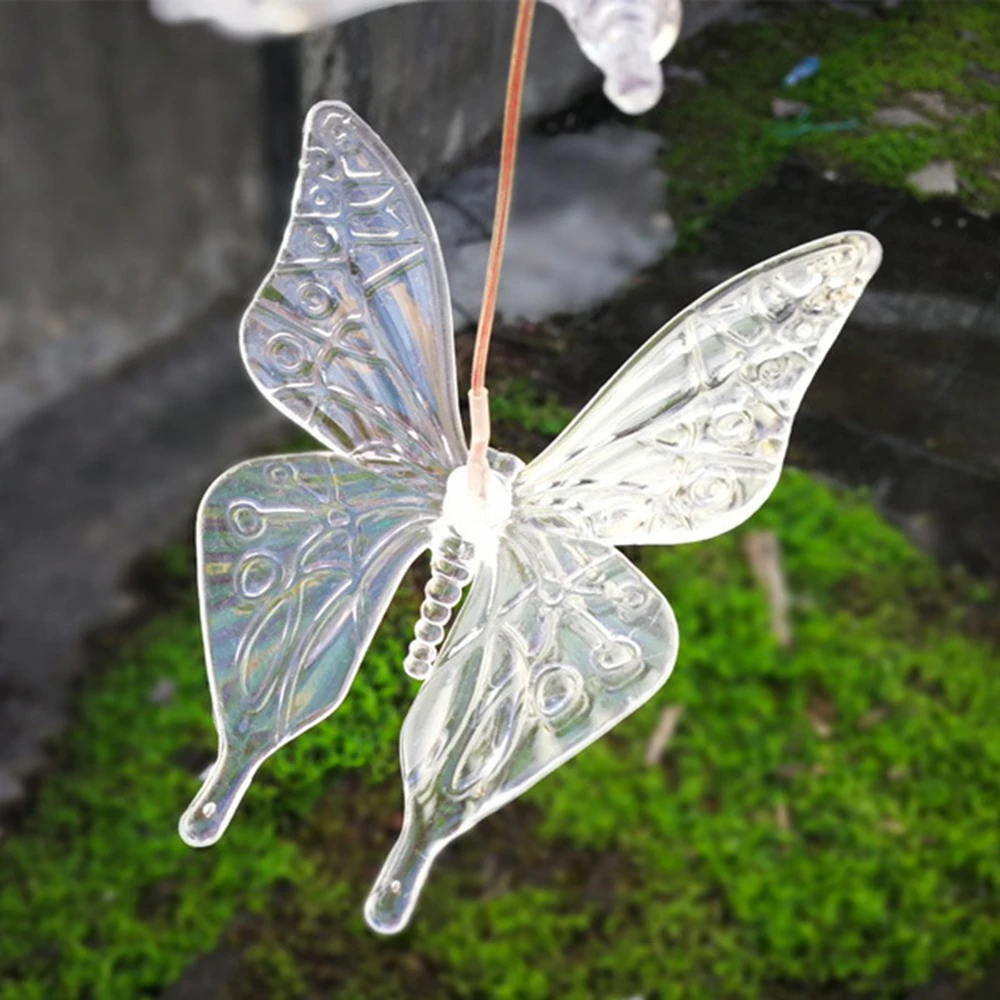 Outdoor Yard Garden Decoration Luminous Butterfly Dragonfly Moon And Star Sun Snowflake Hanging Decorative Lamp For Garden