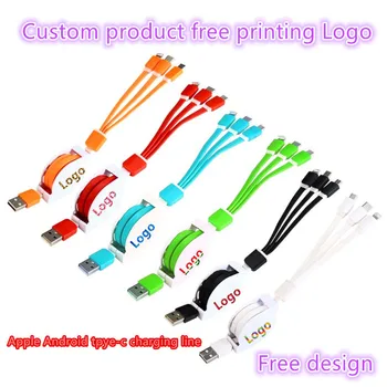 

100pcs Customized products Fast Charging Multi Function 3 in 1 usb cable Universal Data Line Type-c Usb Cable free print Logo