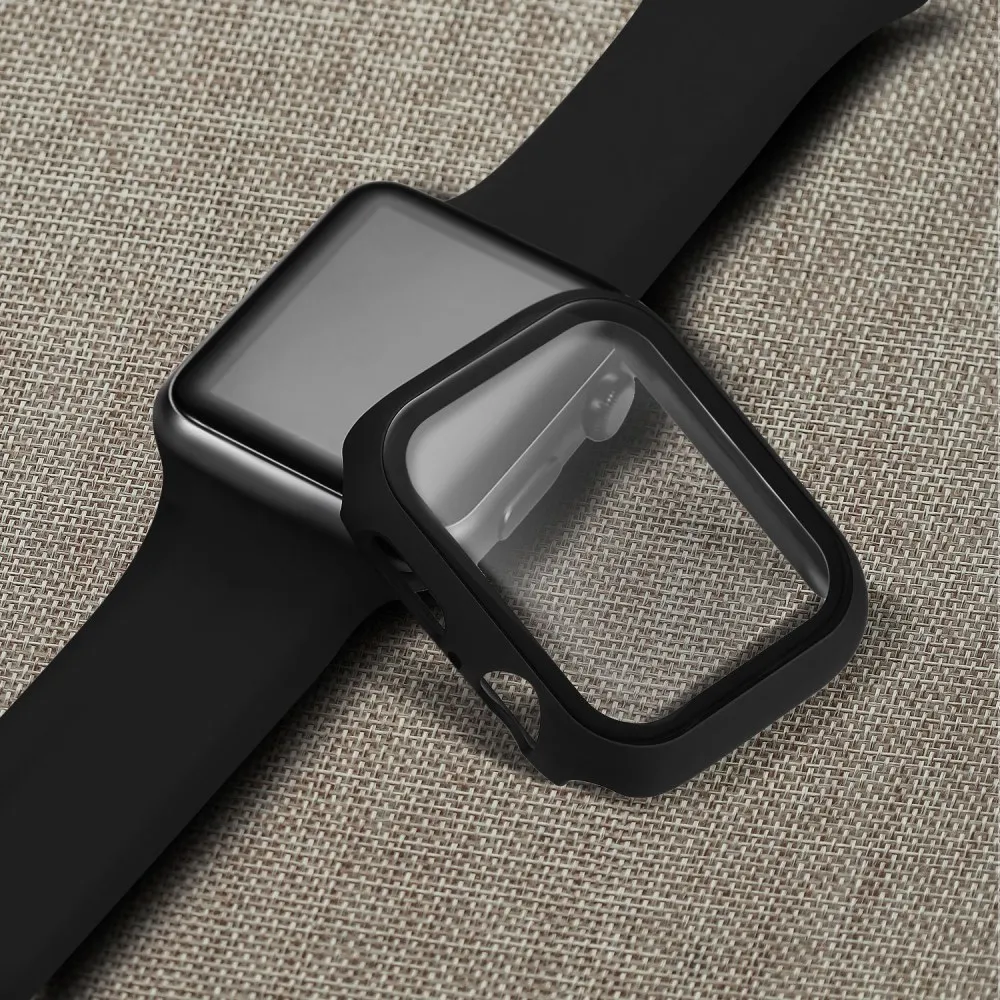 Защитная пленка для экрана из закаленного стекла 3D 9H для Apple Watch Series 2 3 4, корпус для iWatch 38 мм 40 мм 42 мм 44 мм