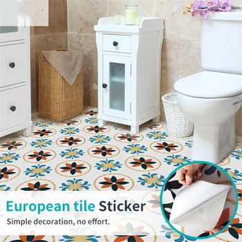 

Color Pattern Floor Tiles Waterproof Wall Stickers Home Self-adhesive Wallpaper Kitchen Bathroom Decoration Decal Floor Sticker