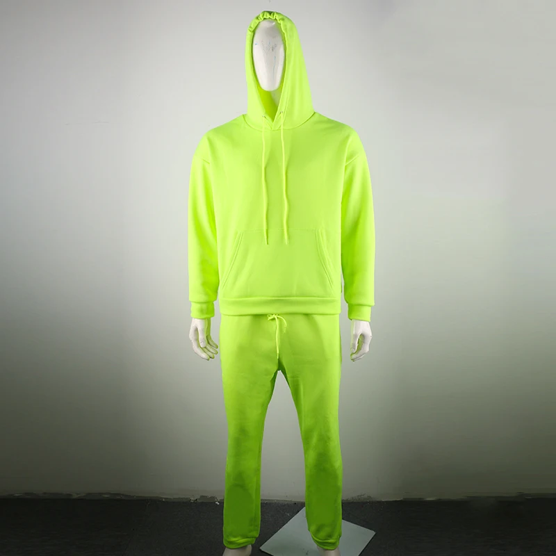 Спортивный костюм для мужчин, 2 комплекта, модная толстовка с капюшоном+ штаны, мужская спортивная толстовка, весенняя и осенняя неоновая зеленая мужская толстовка с капюшоном, спортивные штаны