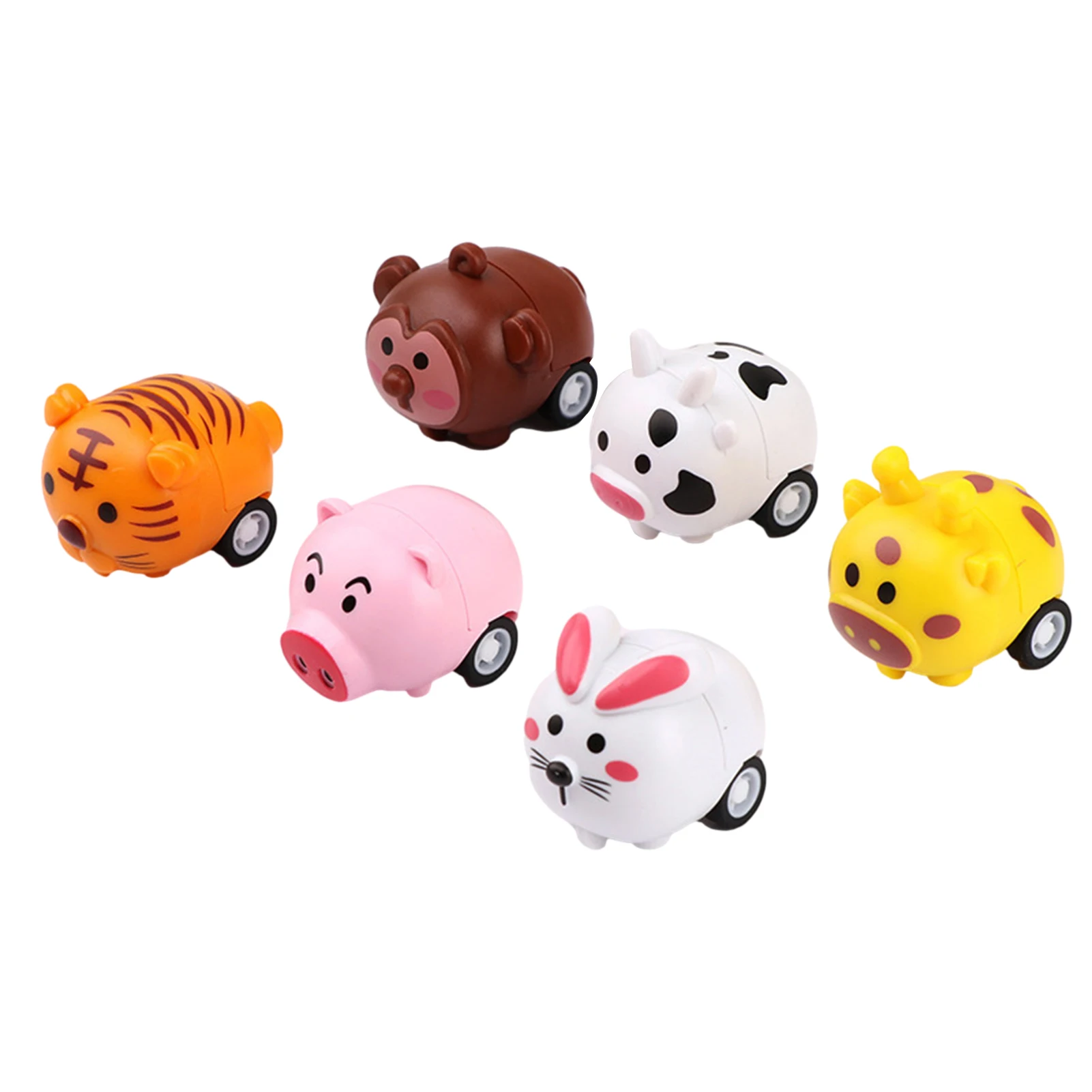 1PC Mini Cartoon Pull Back Vehicles Cars Toy Play Animal Pull Back Toys Friction Powered Cute Car Toys Birthday Gifts For Kids