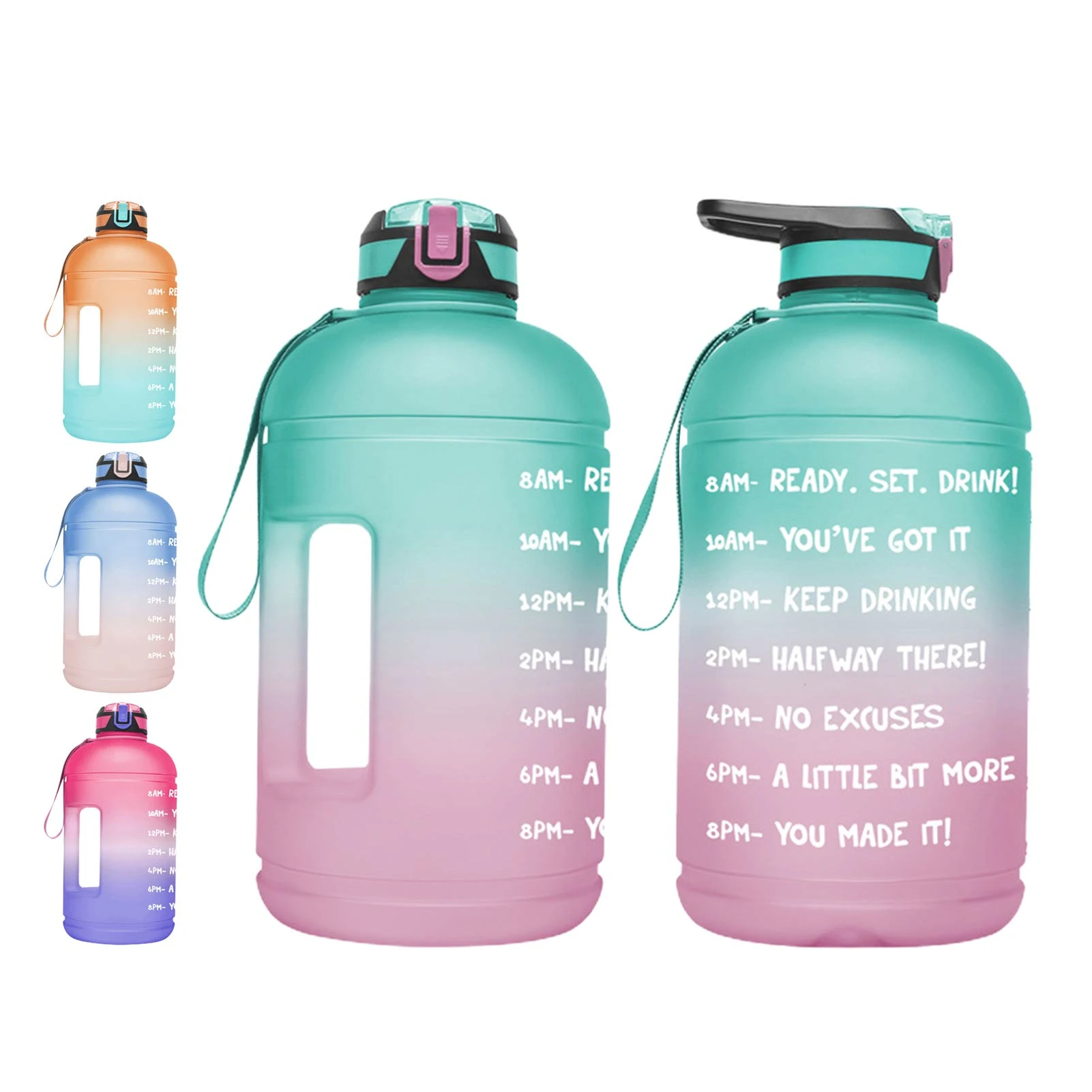 Sports Water Bottle Litre Time Markings And With Straws Bottles Water Bottle Opens Suitable For