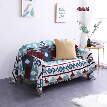 

Bohemian Knitted Throw Thread Blanket on the Bed Sofa Plaid Soft Towel Bed Plaid Tapestry Bedspread Tablecloth