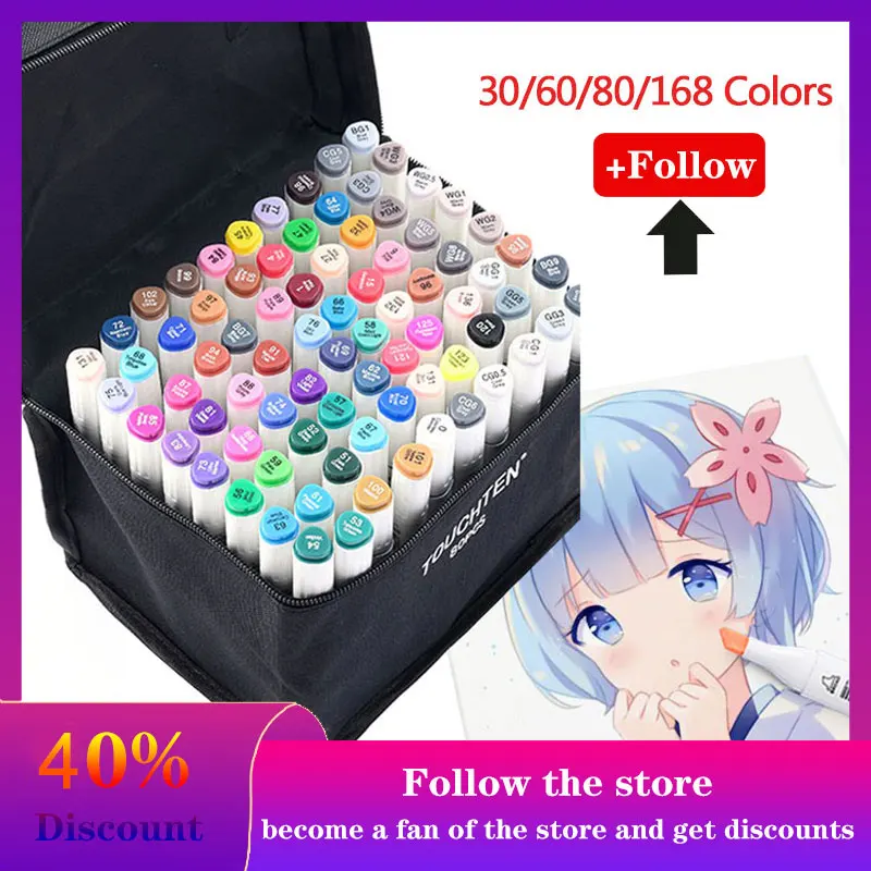 Набор масляных маркеров на спиртовой основе с двойным наконечником 80/168 30/60/ручка