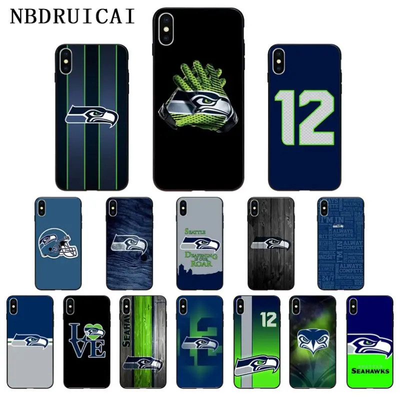 

NBDRUICAI Seattle Seahawks TPU Soft Silicone Phone Case Cover for iPhone 11 pro XS MAX 8 7 6 6S Plus X 5 5S SE XR case