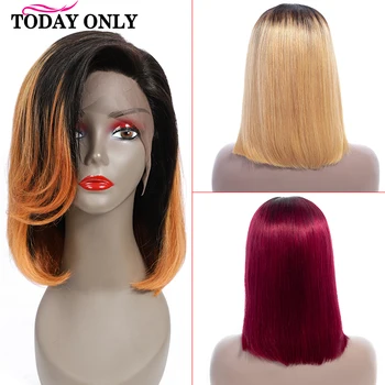 

Short Bob Lace Front Human Hair Wigs For Black Women 13x4 Brazilian Straight 613 Blonde Lace Front Wig Ombre Pre Plucked 150Remy
