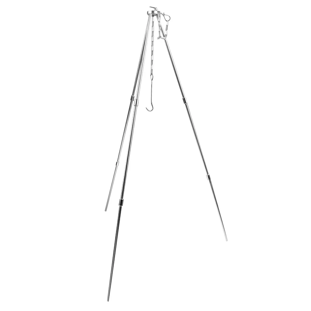 Portable Lightweight Camping Travel Backpacking Cooking Alloy Tripod Picnic Pot Fire Grill Oven Hanger Stand with Storage Bag