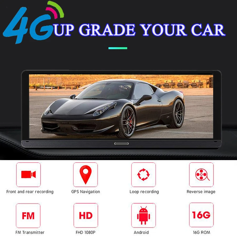 WHEXUNE Новинка 8 дюймов Android 5,1 сенсорный ips Full HD 1080P Автомобильный видеорегистратор с gps навигацией wifi Bluetooth ADAS Google play видеорегистратор