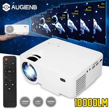 

7000LM 176" Home Mini LED Projector+HDMI/AV Cable 1080P Movie Video Projector for USB SD VGA TV Laptop Game Quiet