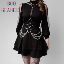 Boogeaneel виторианский Готический кожаный подвязки ремни с сексуальным бельем цепи Harajuku Боди подтяжки для женщин ремень жгут