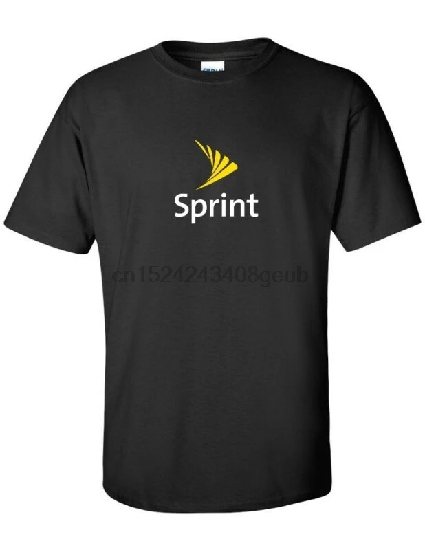 Sprint White Yellow LOGO T-shirt Funny GEEK Cellular Phone Black Tee Shirt S-5XL | Мужская одежда