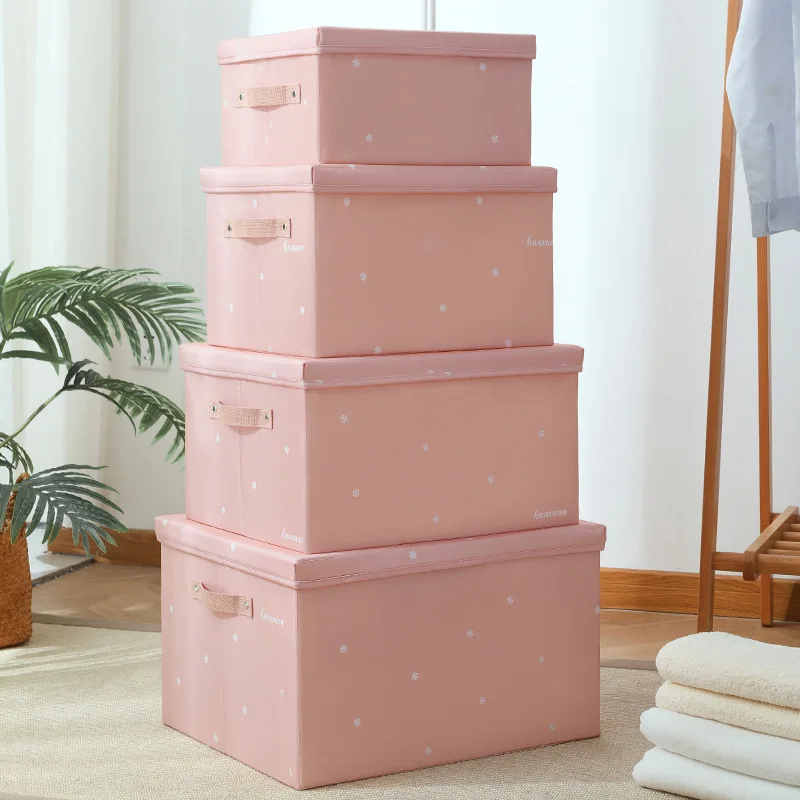 Pink Foldable with Lid Clothes Storage Box Home Clothes Storage Bin Folding  Storage Cabinet Kids Toys Fabric Organizer - AliExpress