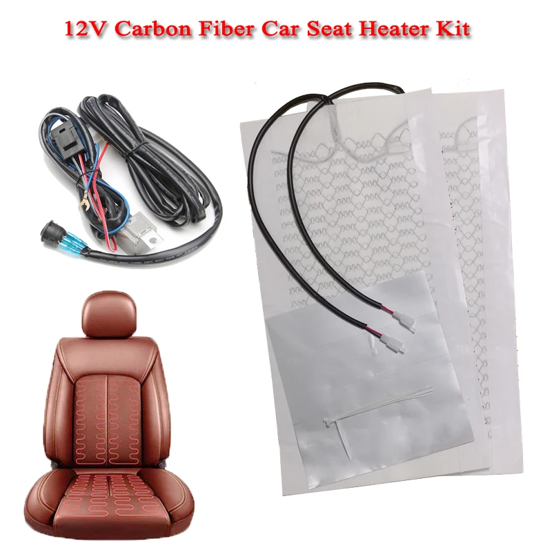 

Universal 12V Carbon Fiber Car Seat Heater Kit Round switch Cushion Set Car Seat Heat Pads Winter Warmer Seat Covers Set