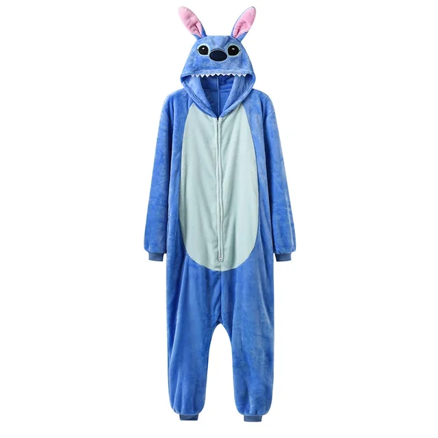 Cartoon Kigurumis With Slippers Women Girl Cute Onesie Zipper Sleepwear  Pig Pajama Christmas Festival Animal Suit blue