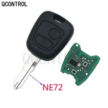 Qcontrol 2 botões ne72 lâmina remoto chave fob controlador para peugeot 206 433mhz com pcf7961 transponder chip
