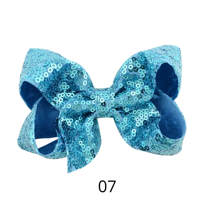 Riclia 20pcs Big Bow Kids Hairpins Sequin Colorful Child Hair Accessories Fashion Princess Hair Clips Boutique Girls Hair Bands - Цвет: 07