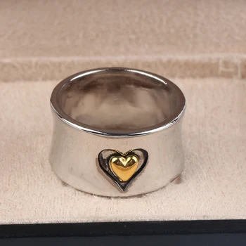 

Vintage Two tone Rings For Women 2020 Lovers In Heart Punk Ethnic Bohemian Mens Ring Best Gift Angles Jewelry Gifts