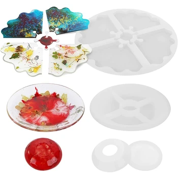 

3 Sets of Resin Casting Cup Mold, Resin Cup Mat Silicone Mold, Resin Tray Cup Mold Suite.