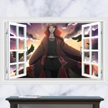 3D окна Итачи Учиха из “Наруто” визуальный Бумага Гостиная классная комната, для стен наклейки B256