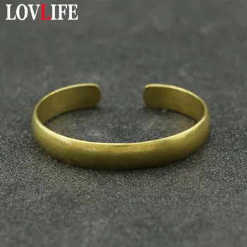 

Vintage Copper Glossy Geometric Opening Bangle Jewelry for Women Brass Simple Fashion Adjustable Bracelets Antique Bangles Gifts