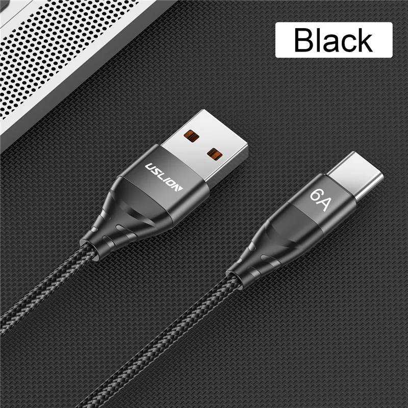 USLION 6A 66W USB Type c Cable For Huawei Mate 40 Pro  Fast Charging Cable USB-C USBC Charger Data Cord Cable For Xiaomi Redmi magnetic phone charger Cables