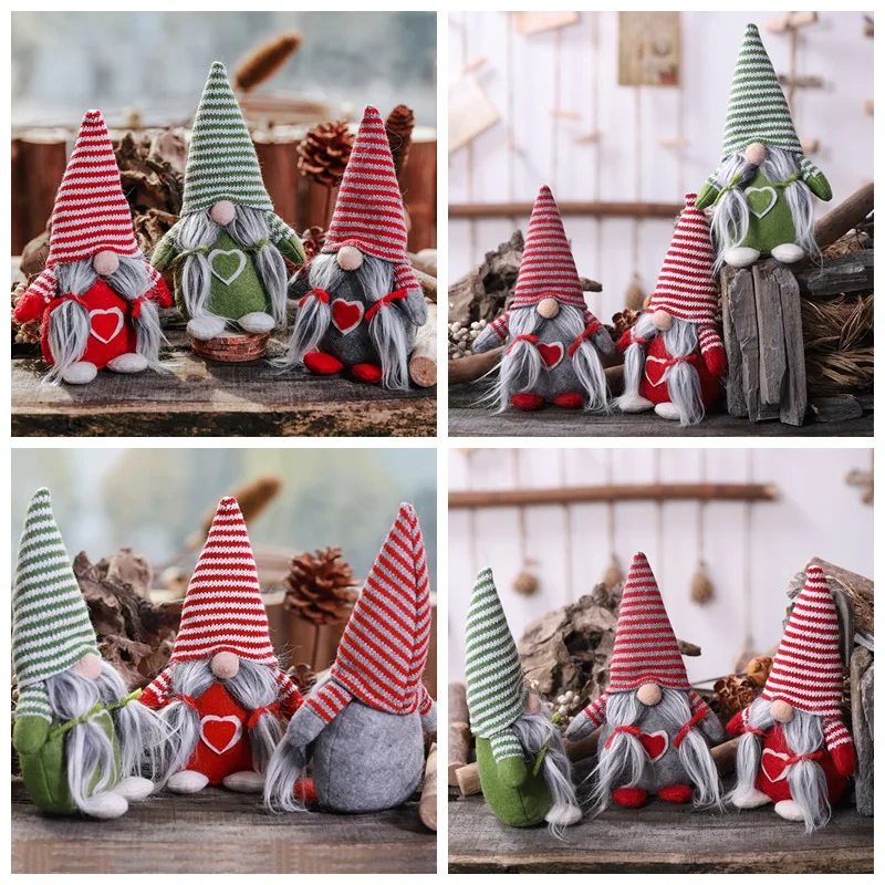 Рождественские статуэтки бородатая полосатая шляпа рождественские праздничные статуэтки, украшение шведский Tomte плюшевые куклы зимние настольные украшения N