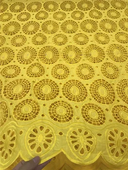 

yellow 100%cotton african dry lace fabric swiss voile lace in switzerland dubai fabric soft nigerian lace for wedding 5yards/lot