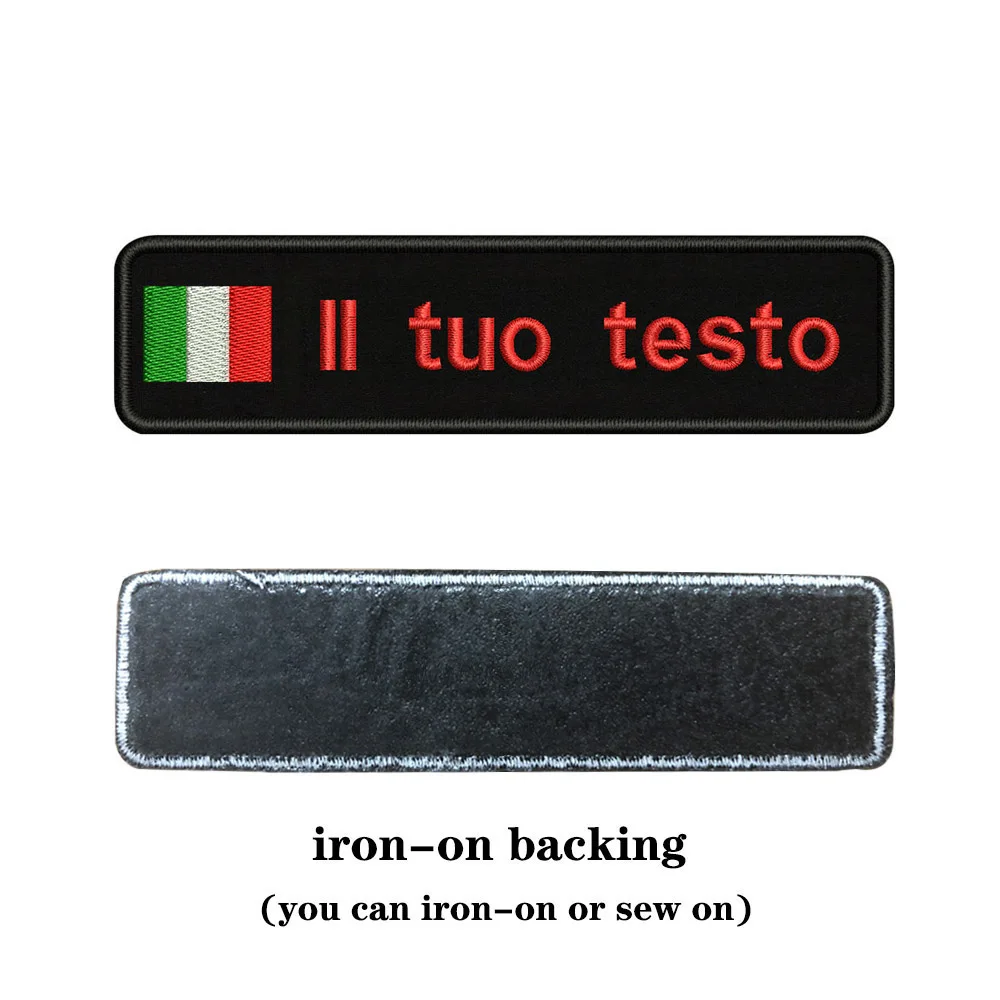 Заказная вышивка с именем итальянского флага или заплатка с текстом 10 см* 2,5 см значок с железом на липучке для одежды брюки рюкзак шляпа