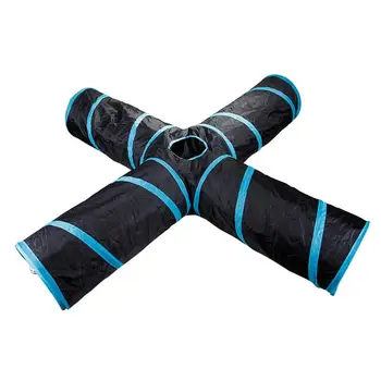 

1PC Foldable Pet Animal Tunnels 4 Way Tubes with Crinkle Playing Toy for Dogs Cats Guinea Pig Rabbits