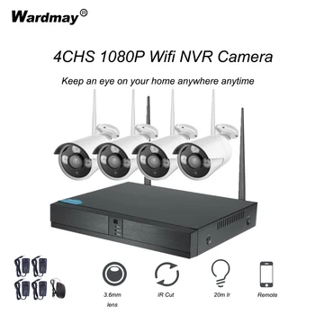 

Wardmay 1080P 4CH P2P CCTV Wifi NVR IP IR Outdoor HD Wireless Camera Night Vision Surveillance System For Home/Office Security