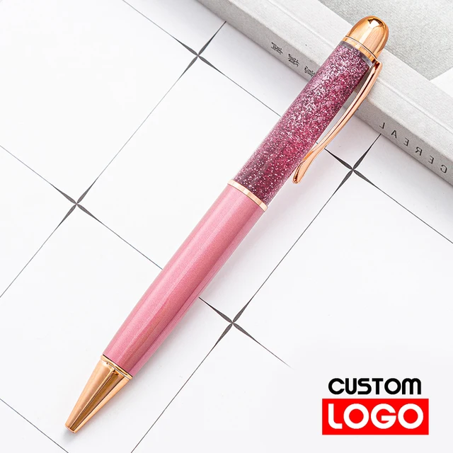 Creative Gold Foil Oil Pen Crystal Wafer Pen High-grade Metal Signature Pen Custom LOGO Lettering Engraved Name Stationery N 2 - Light purple