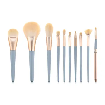 

10Pcs makeup brush set JiWu god Blue wood handle for Foundation Powder make up brushes beauty tools T10184