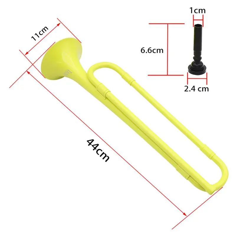 B Flat Bugle Cavalry Trumpet Environmentally Friendly Plastic with Mouthpiece for Band School Student Yellow color