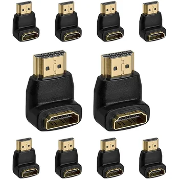 

10 Pack HDMI Male to HDMI Female Adapter 90 Degree , 4K 3D HDMI Adapter,for TV, Monitors, Projector, HDTV, Laptop
