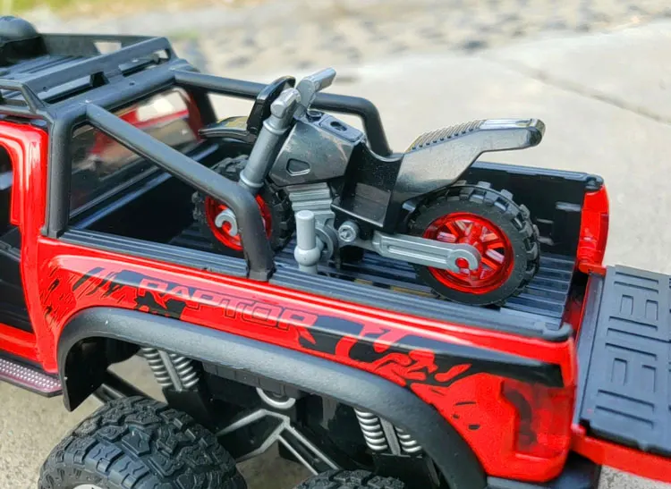 New 1:28 Ford Raptor F150 Alloy Diecast Car Model Toys Sound Light Toy Pickup Truck Pull Back Vehicle For Children