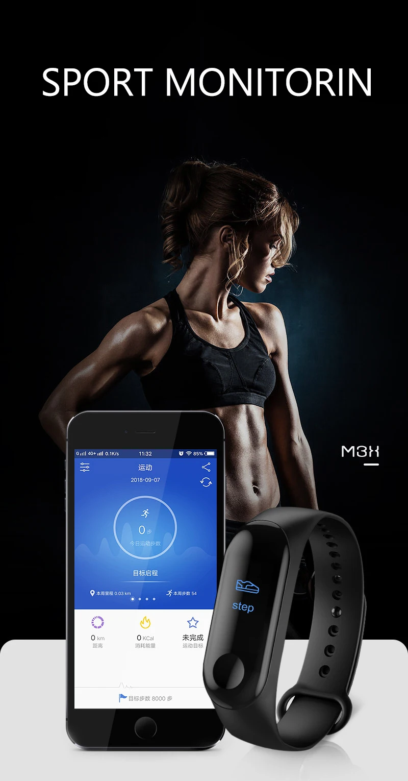 M3 Bluetooth Смарт-Браслет фитнес-трекер Шагомер сердечного ритма спортивные Смарт-часы для мужчин и женщин водонепроницаемый браслет Pk M2 M4